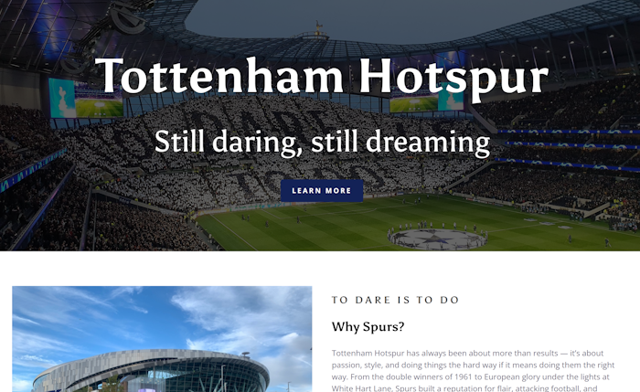 Tottenham project Screenshot