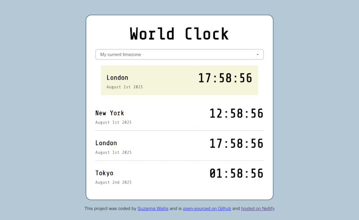 World Clock Screenshot